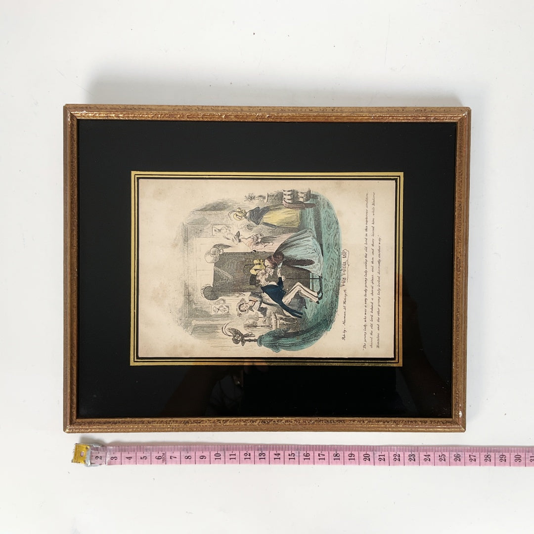 Antique Dickens “Nicholas Nickleby” Engraving – Phiz (H.K. Browne) c.1839 – Framed