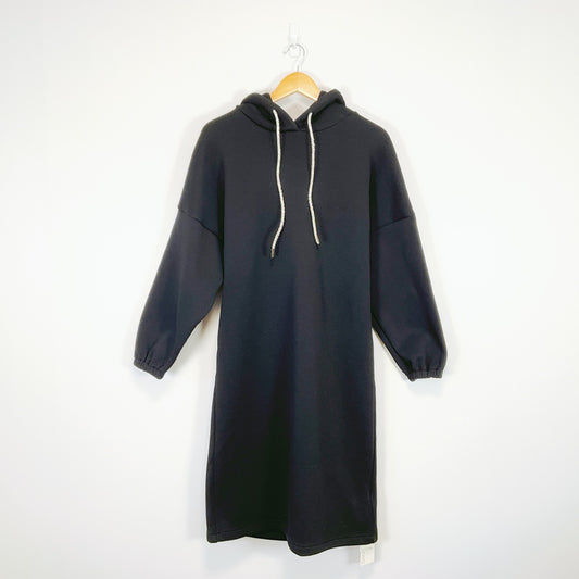 Mika Studio - Black Sweatshirt Dress with Sparkly Silver Drawstrings