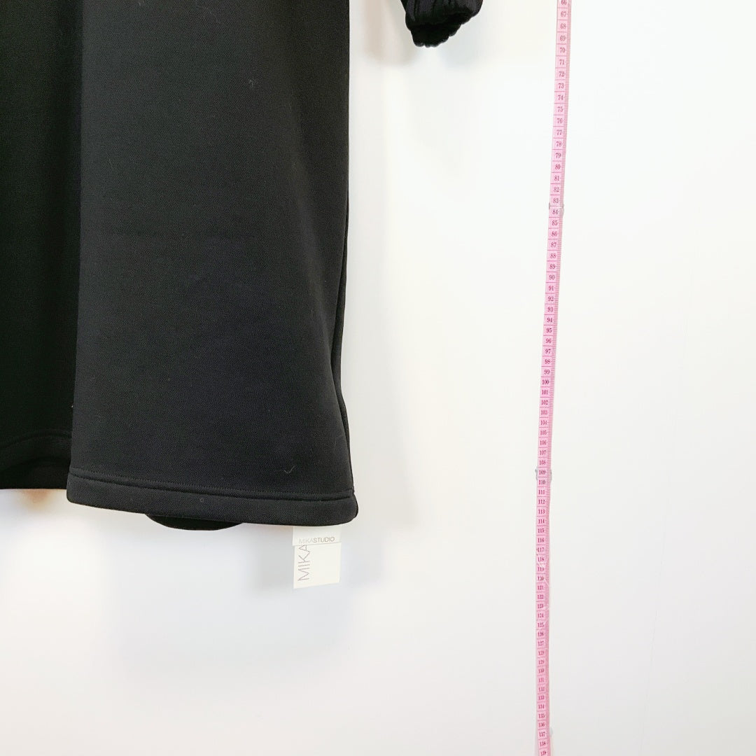 Mika Studio - Black Sweatshirt Dress with Sparkly Silver Drawstrings