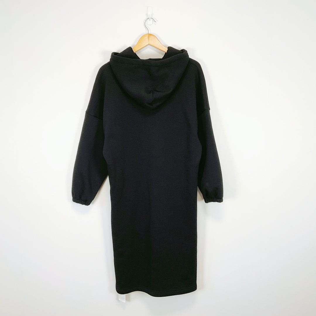 Mika Studio - Black Sweatshirt Dress with Sparkly Silver Drawstrings