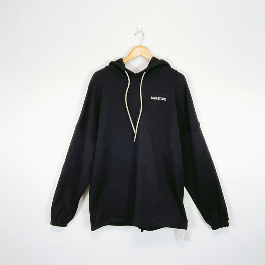 Mika Studio - Black Hoodie with Sparkly Silver Drawstrings