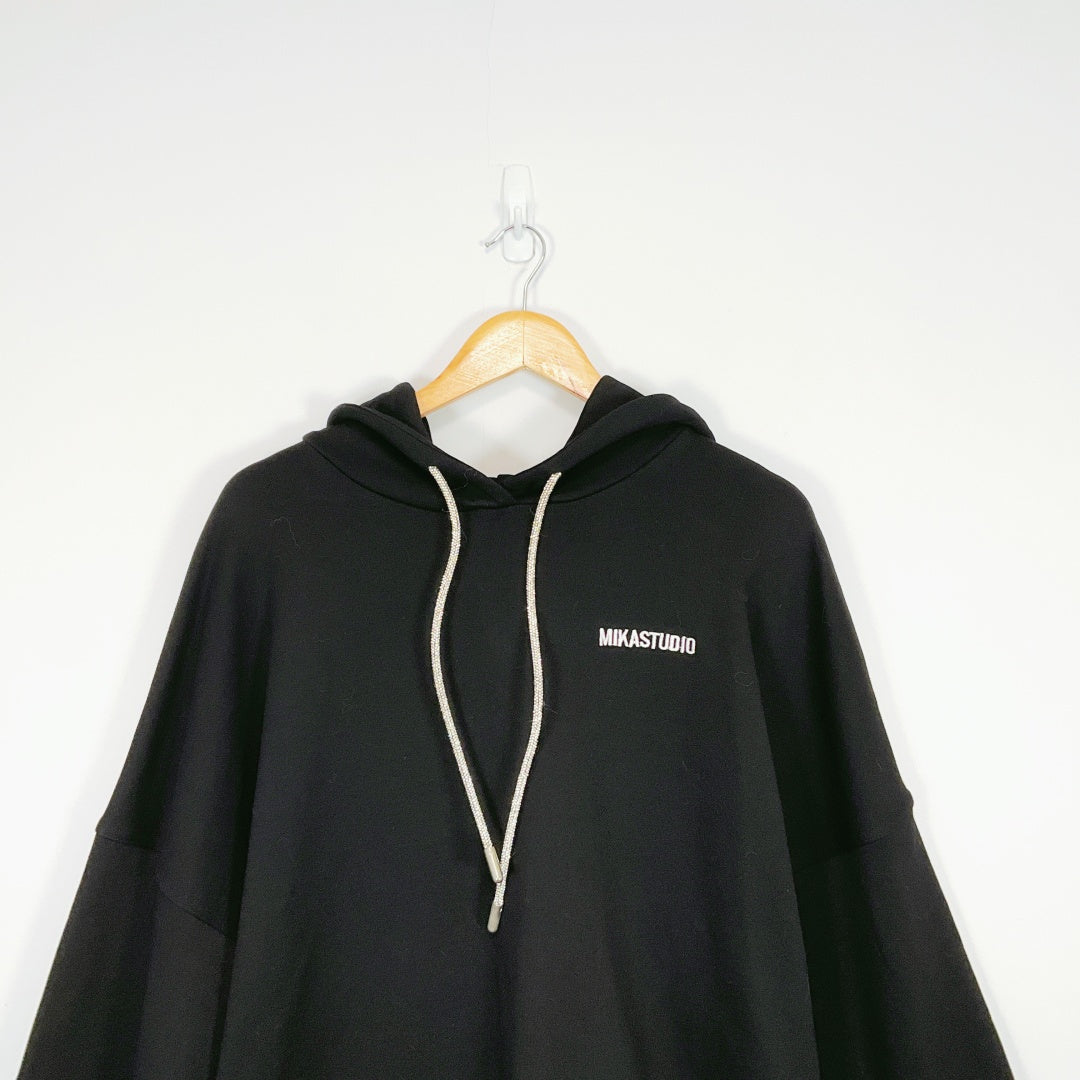 Mika Studio - Black Hoodie with Sparkly Silver Drawstrings
