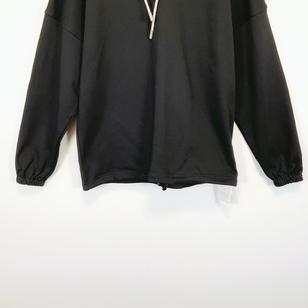 Mika Studio - Black Hoodie with Sparkly Silver Drawstrings
