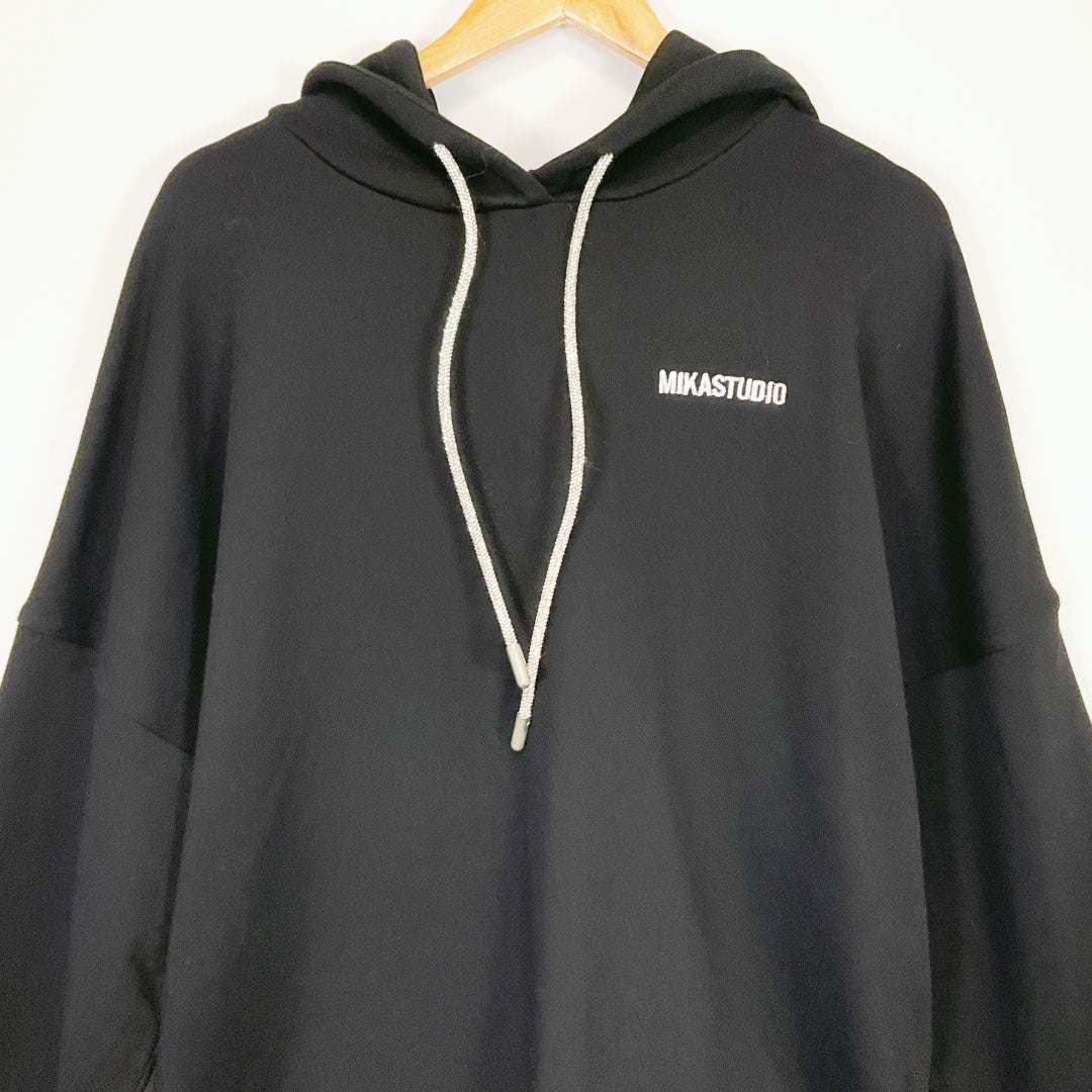Mika Studio - Black Hoodie with Sparkly Silver Drawstrings
