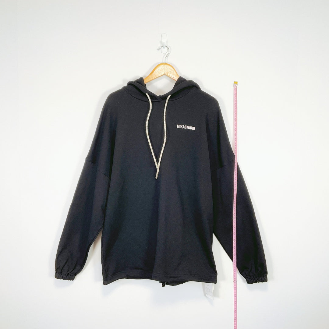 Mika Studio - Black Hoodie with Sparkly Silver Drawstrings