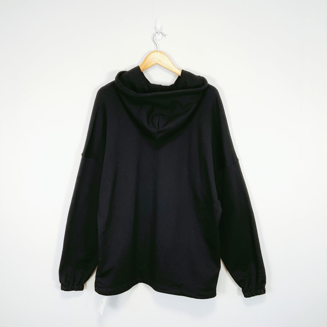 Mika Studio - Black Hoodie with Sparkly Silver Drawstrings