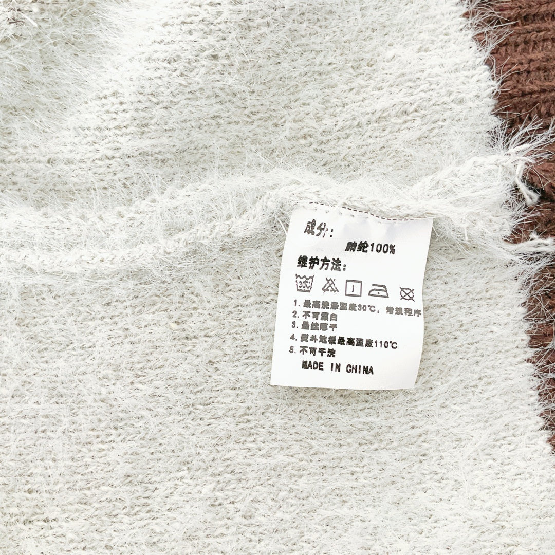 Feel - Knit Cardigan - Grey & Brown with Gold Buttons