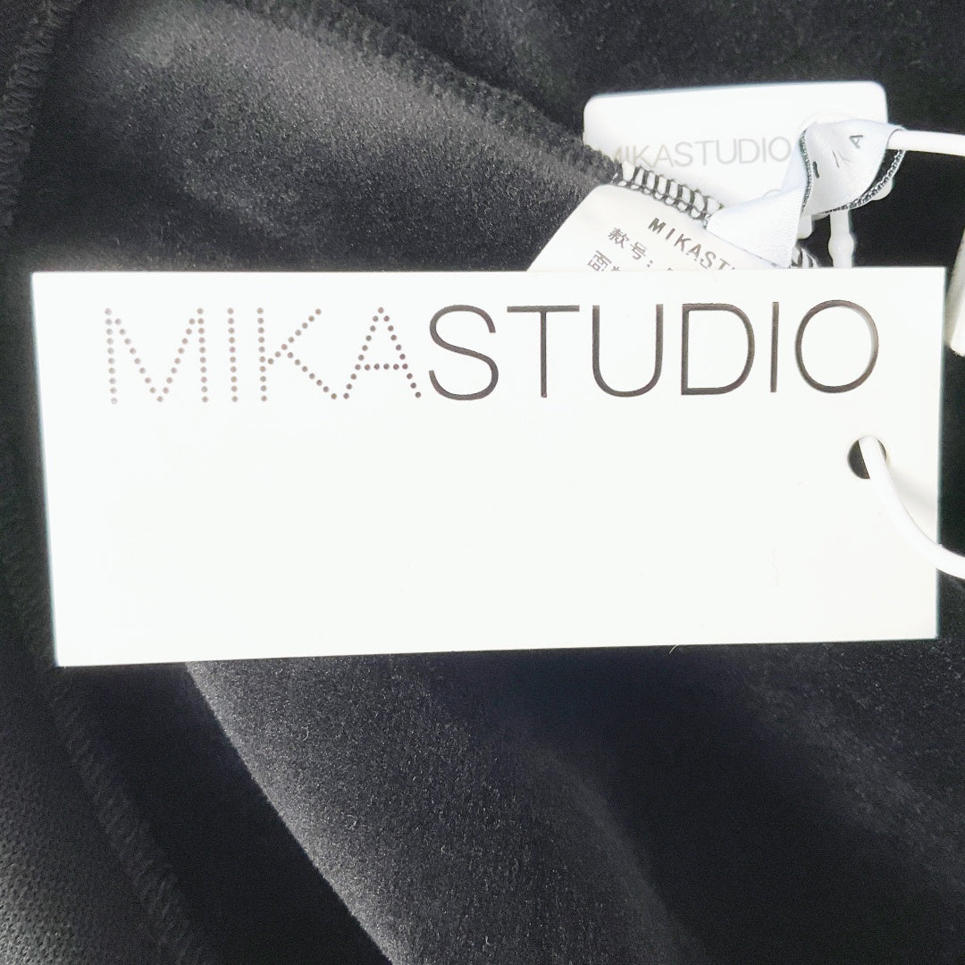 Mika Studio - Black Sweatshirt Dress with Sparkly Silver Drawstrings