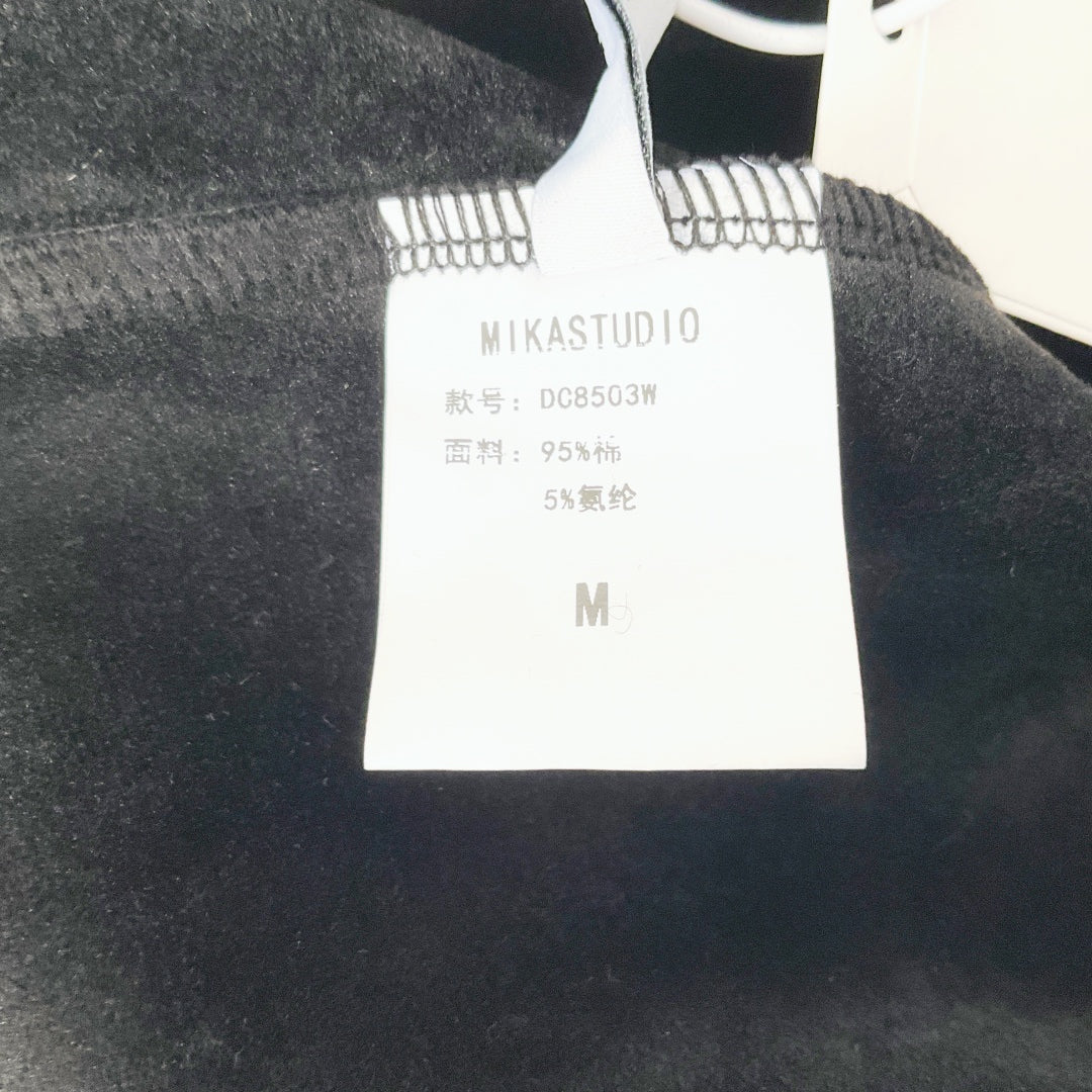 Mika Studio - Black Sweatshirt Dress with Sparkly Silver Drawstrings