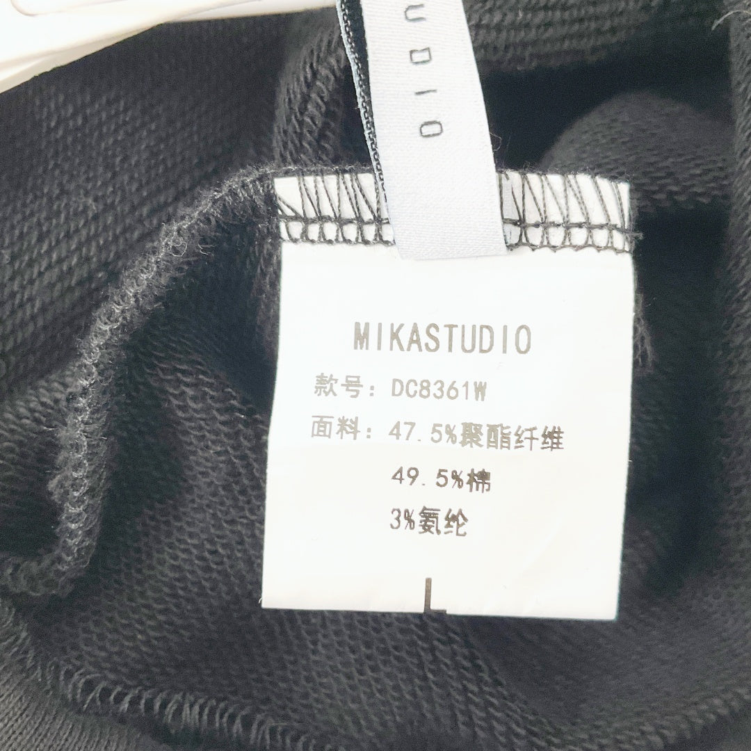 Mika Studio - Black Hoodie with Sparkly Silver Drawstrings