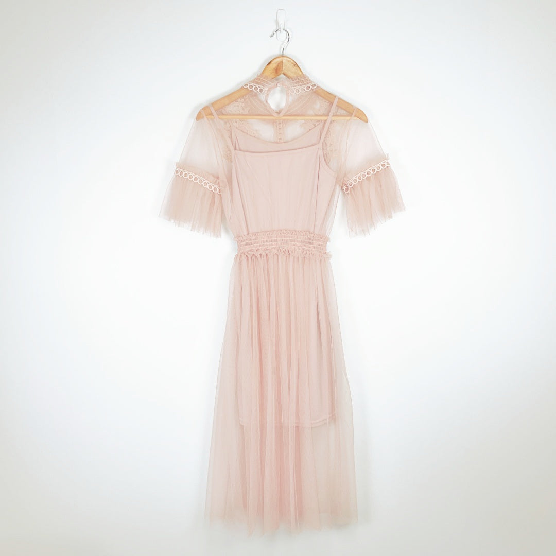 MIRROU - Women's Short Sleeve Floral Lace Dress