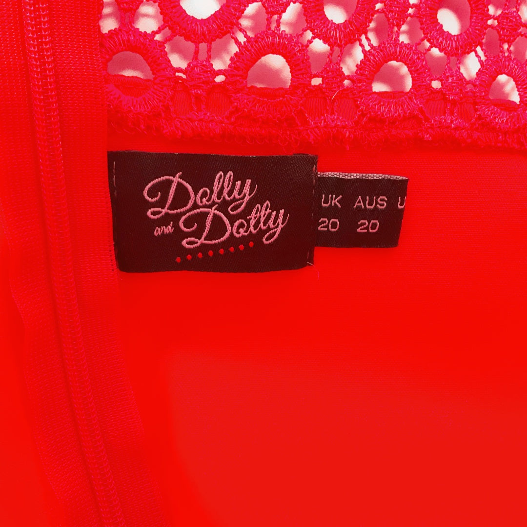 Dolly and Dotty - Tess Lace Sleeved Dress in Red