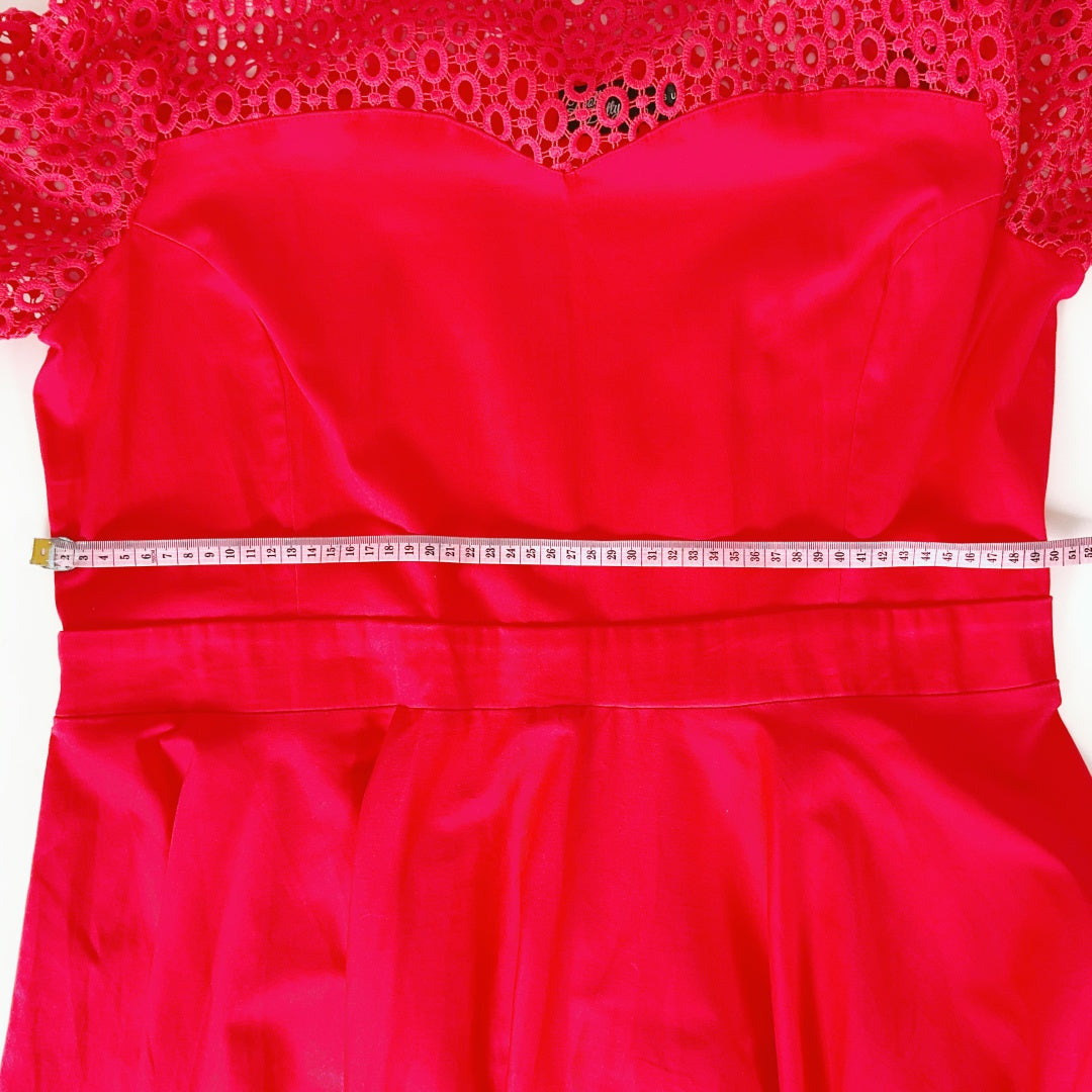 Dolly and Dotty - Tess Lace Sleeved Dress in Red