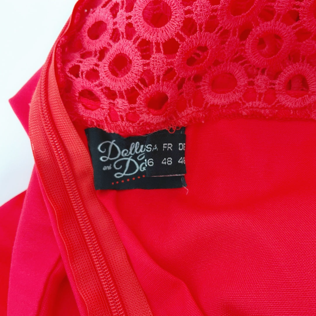 Dolly and Dotty - Tess Lace Sleeved Dress in Red