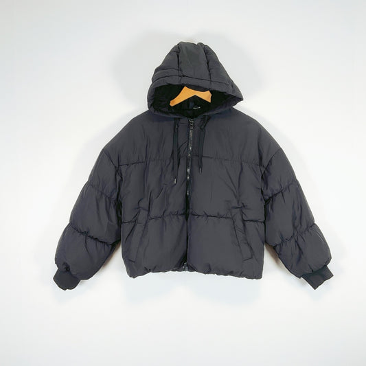 H&M Divided - Hooded Cropped Black Puffer Jacket