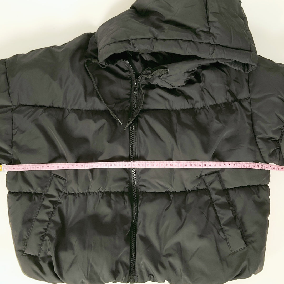 H&M Divided - Hooded Cropped Black Puffer Jacket