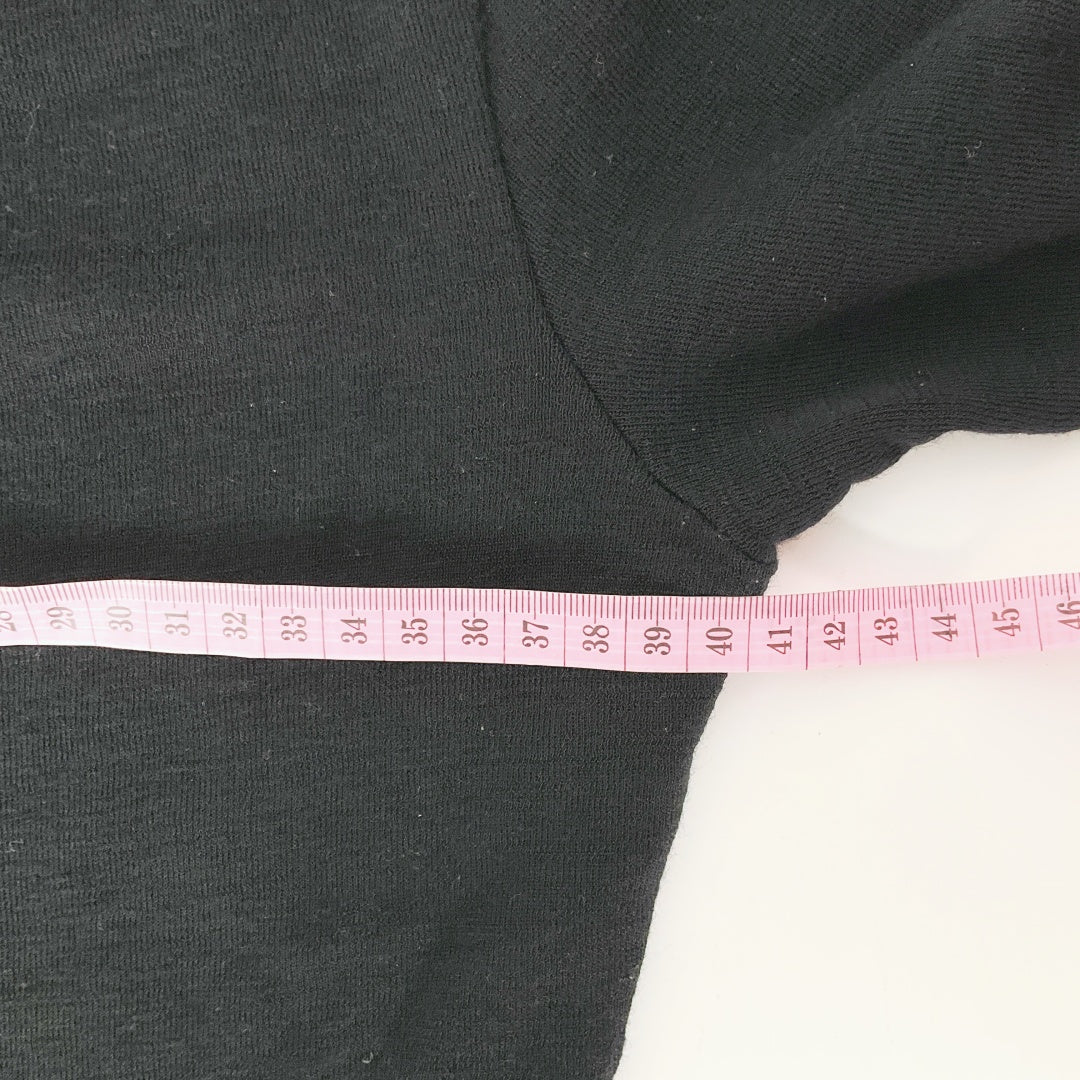 North South - Black Merino Long Sleeve V-Neck Top