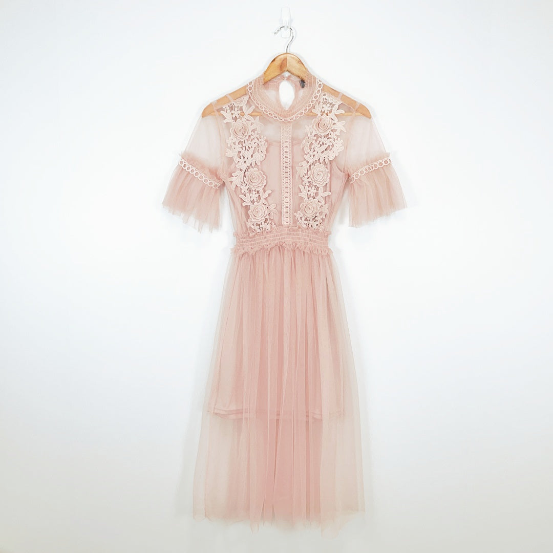 MIRROU - Women's Short Sleeve Floral Lace Dress