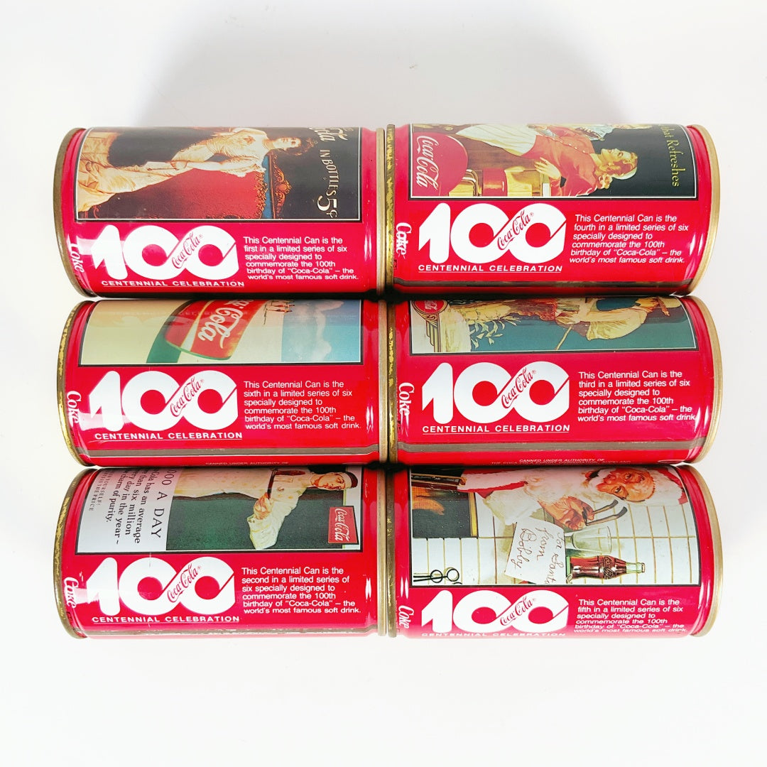 Rare 1986 Coca-Cola Auckland 100 Years Anniversary Can Set (6) – NZ Collectible
