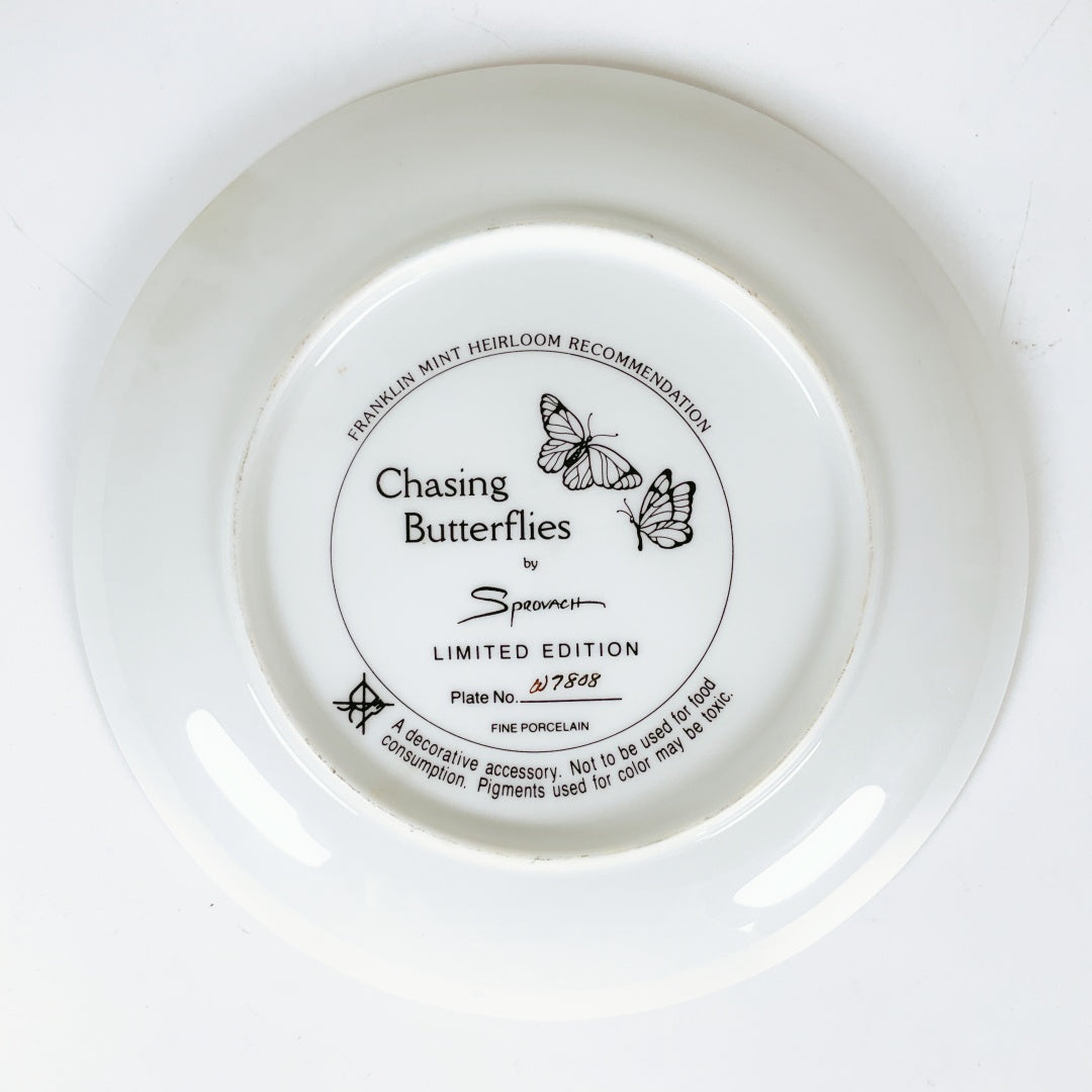 Franklin Mint “Chasing Butterflies” by Sprovach Limited Edition Plate