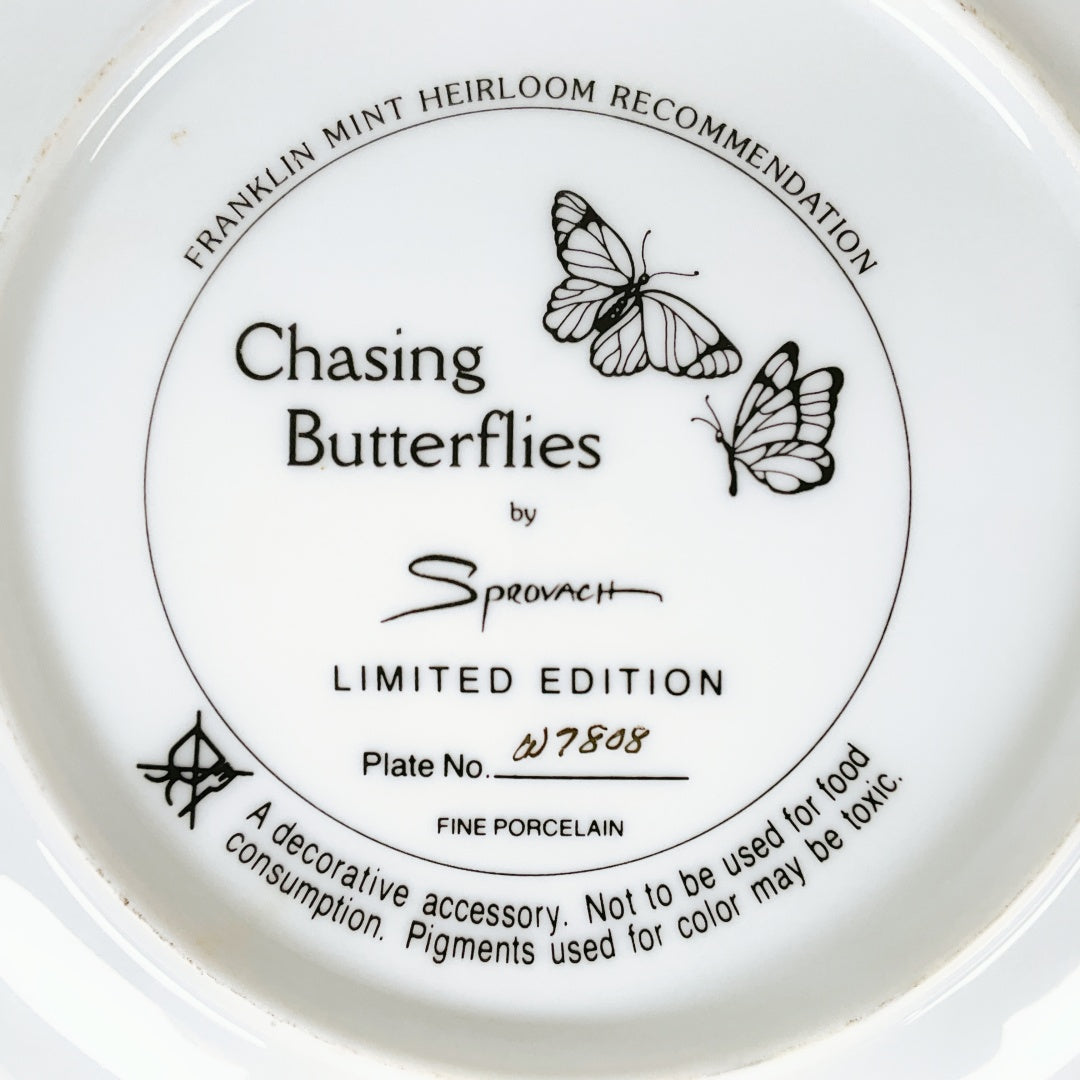 Franklin Mint “Chasing Butterflies” by Sprovach Limited Edition Plate