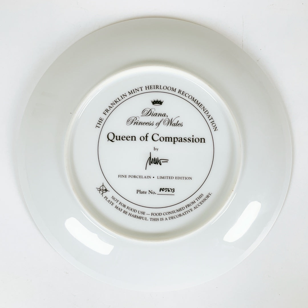 Franklin Mint Princess Diana “Queen of Compassion” Limited Edition Plate