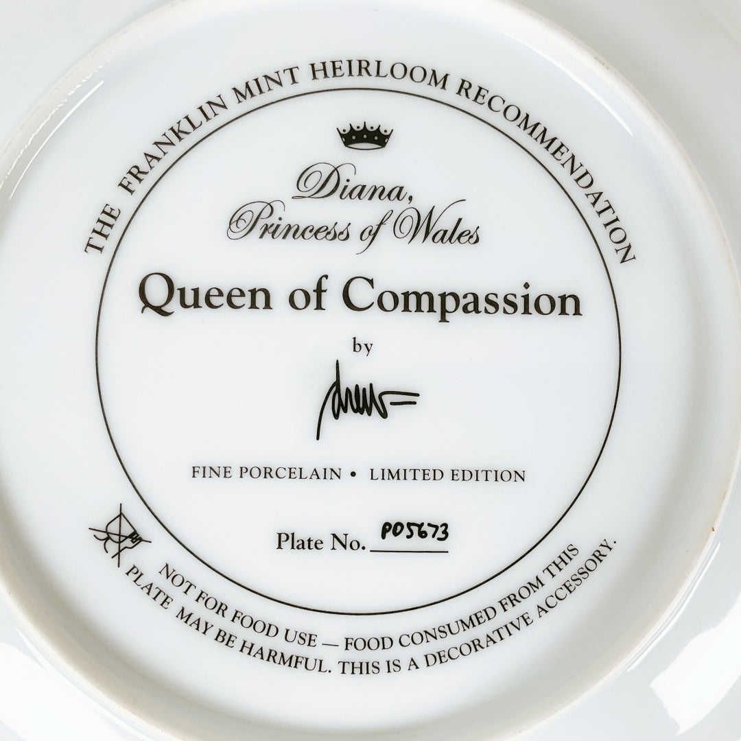 Franklin Mint Princess Diana “Queen of Compassion” Limited Edition Plate