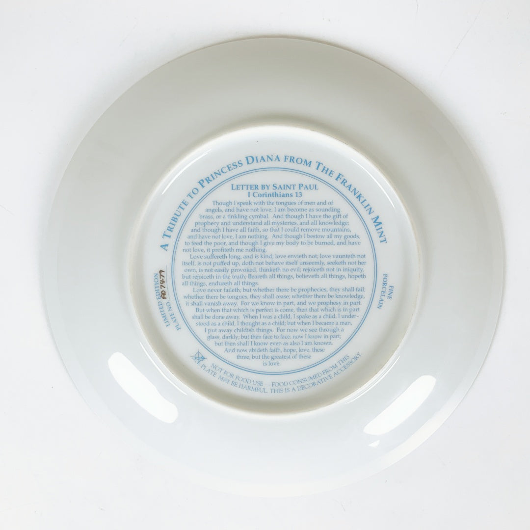 Franklin Mint Princess Diana Tribute Plate – Limited Edition Fine Porcelain