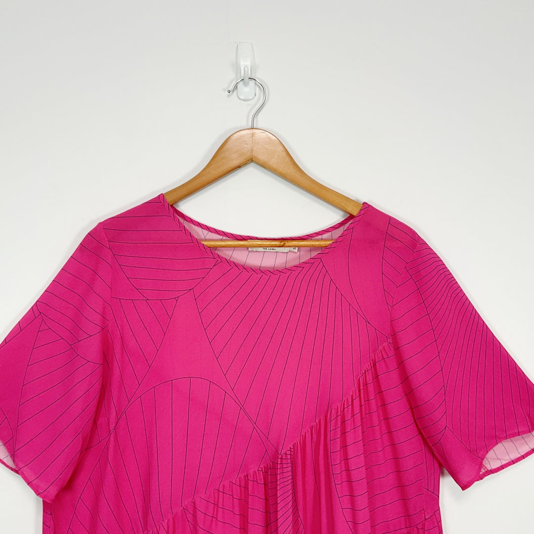 LANIA - Pink Textured Short Sleeve Top
