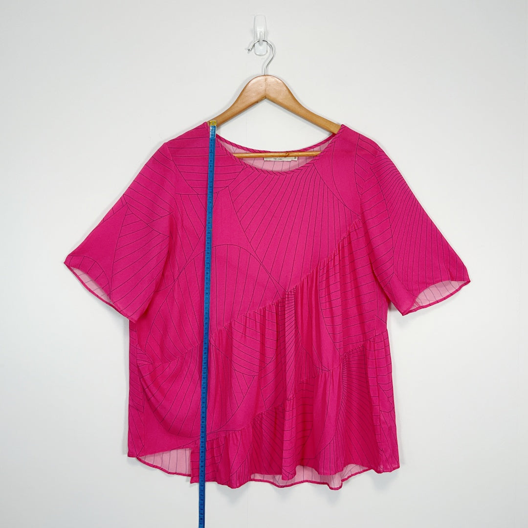 LANIA - Pink Textured Short Sleeve Top