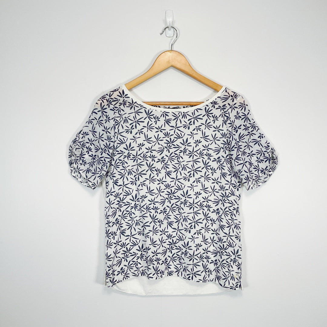 Marc O'Polo - White & Navy Printed Cotton Top