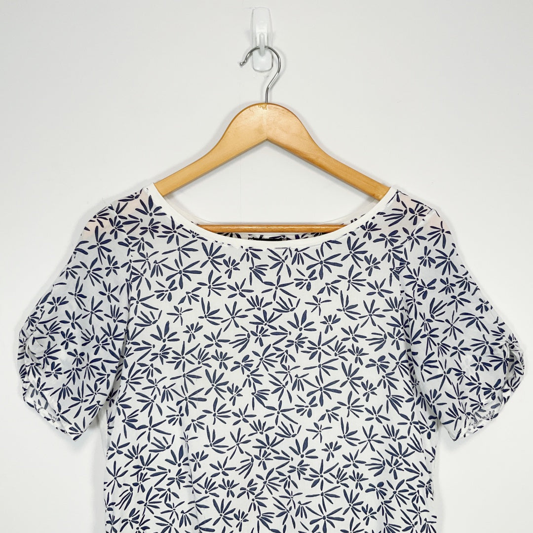 Marc O'Polo - White & Navy Printed Cotton Top