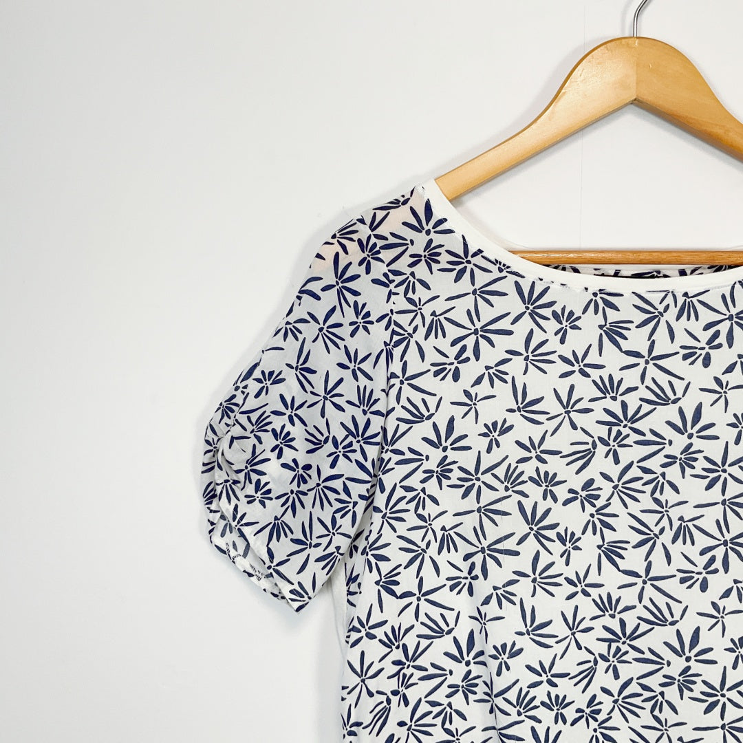 Marc O'Polo - White & Navy Printed Cotton Top