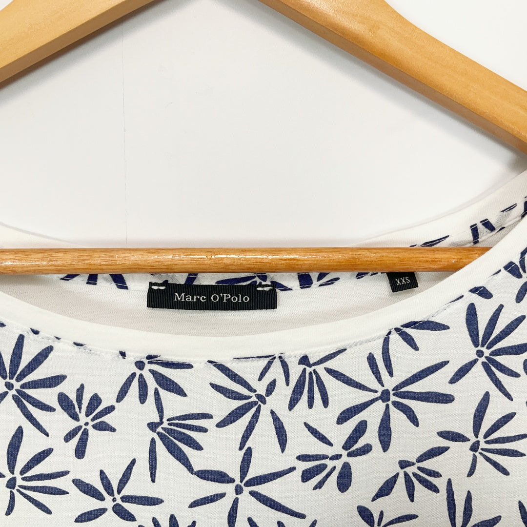 Marc O'Polo - White & Navy Printed Cotton Top