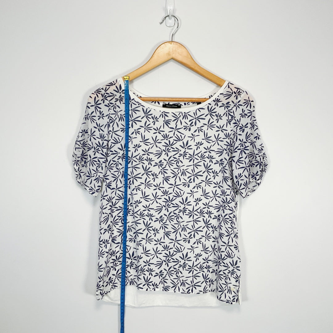 Marc O'Polo - White & Navy Printed Cotton Top