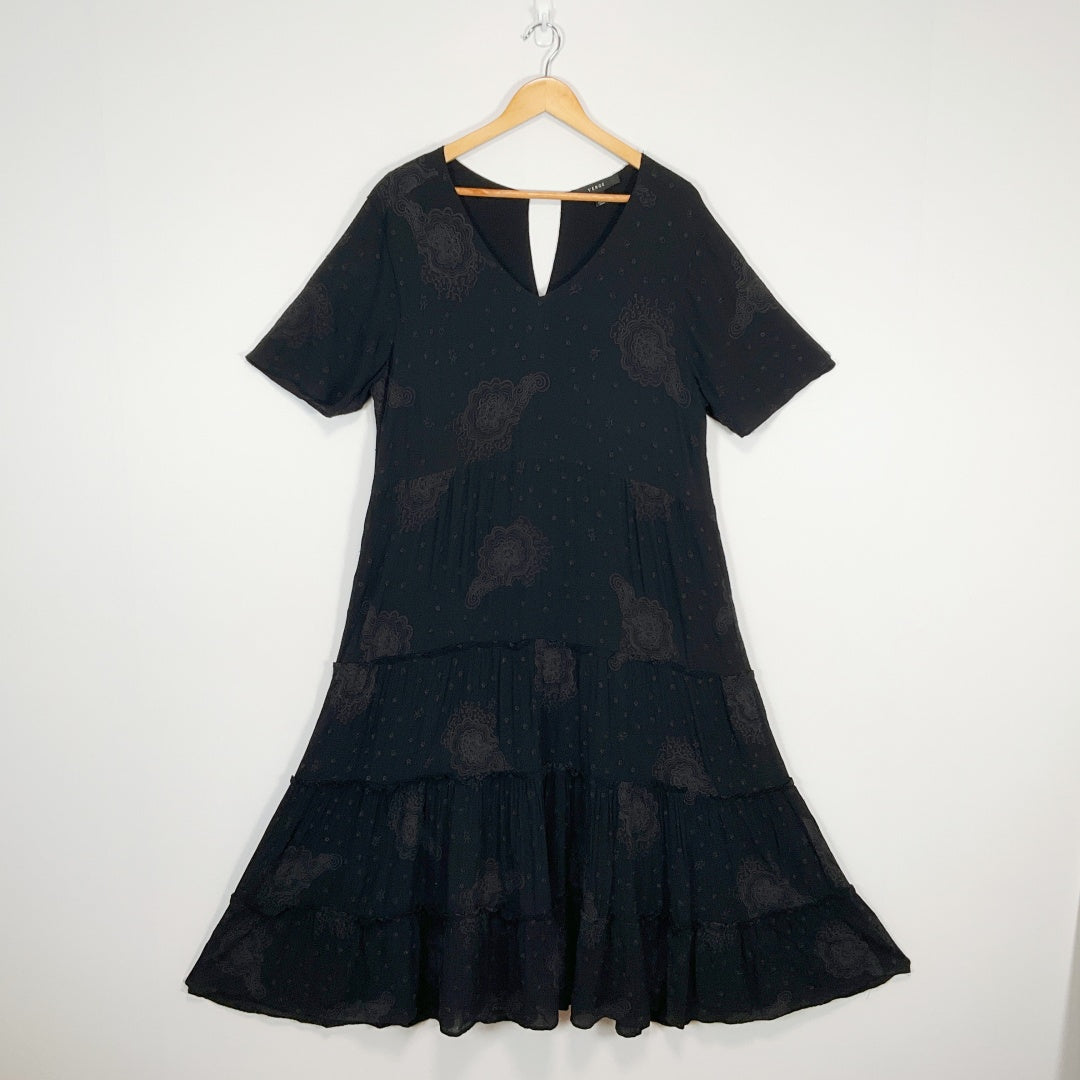 VERGE - Black Tiered Maxi Dress