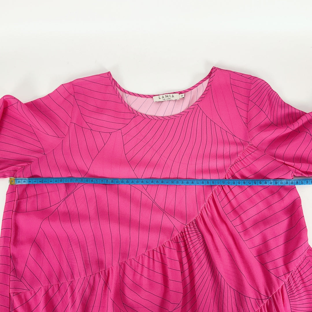 LANIA - Pink Textured Short Sleeve Top