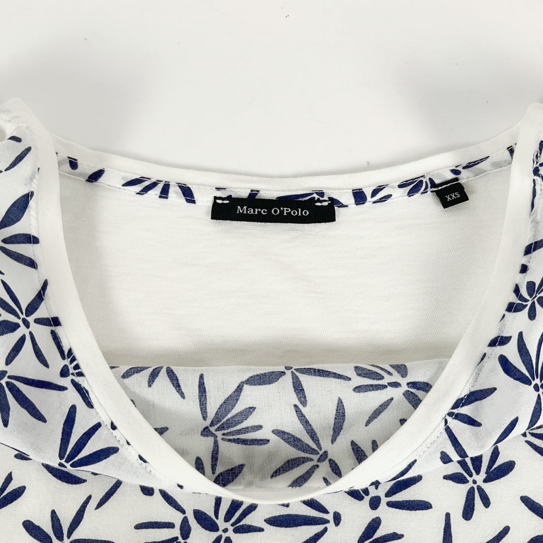 Marc O'Polo - White & Navy Printed Cotton Top