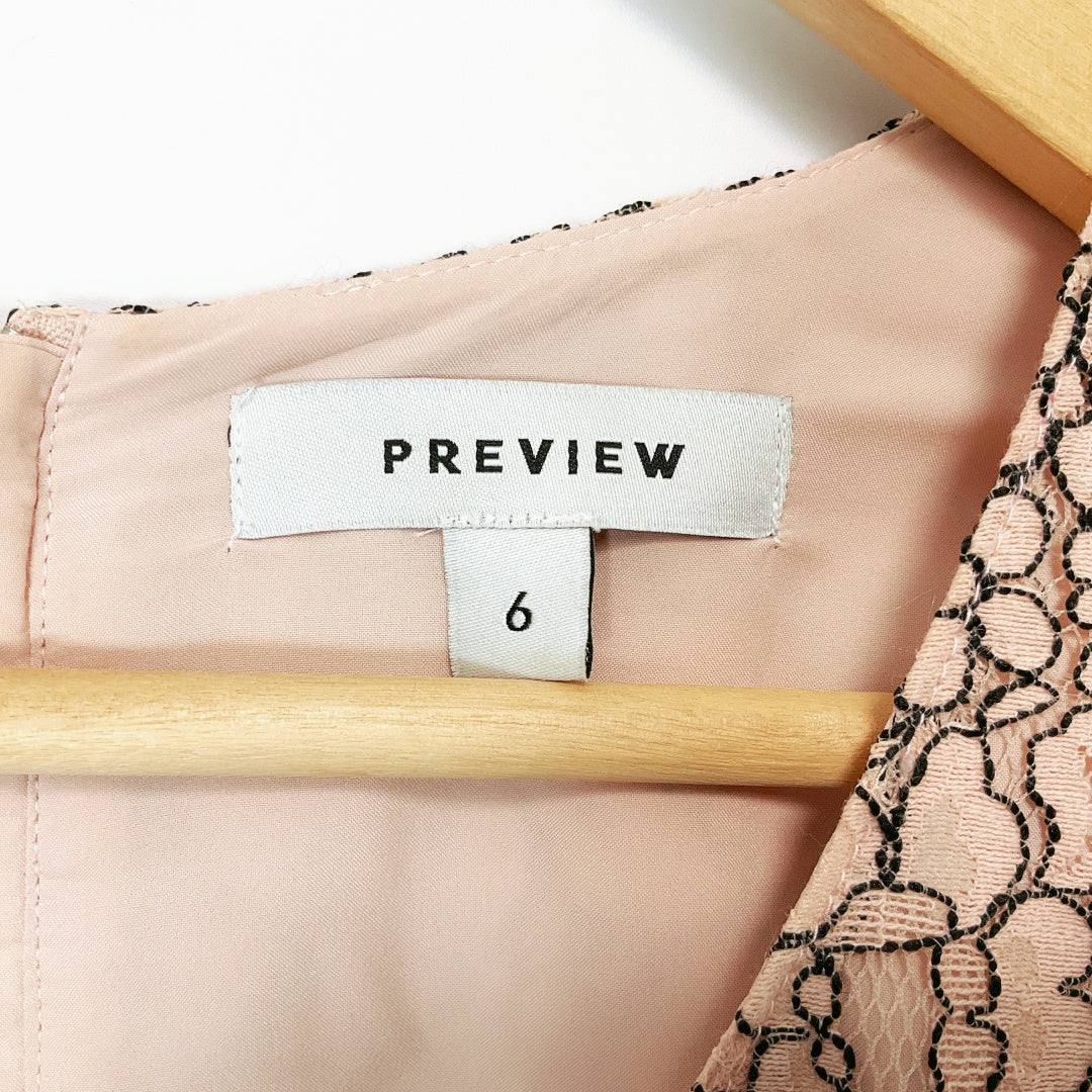 PREVIEW Beige Patterned Midi Dress – Size 6