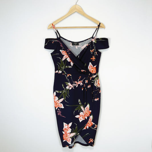 AX PARIS Navy Floral Wrap Dress – Size 12
