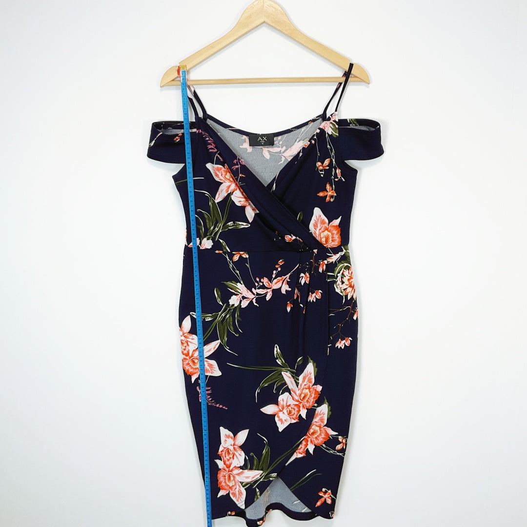 AX PARIS Navy Floral Wrap Dress – Size 12