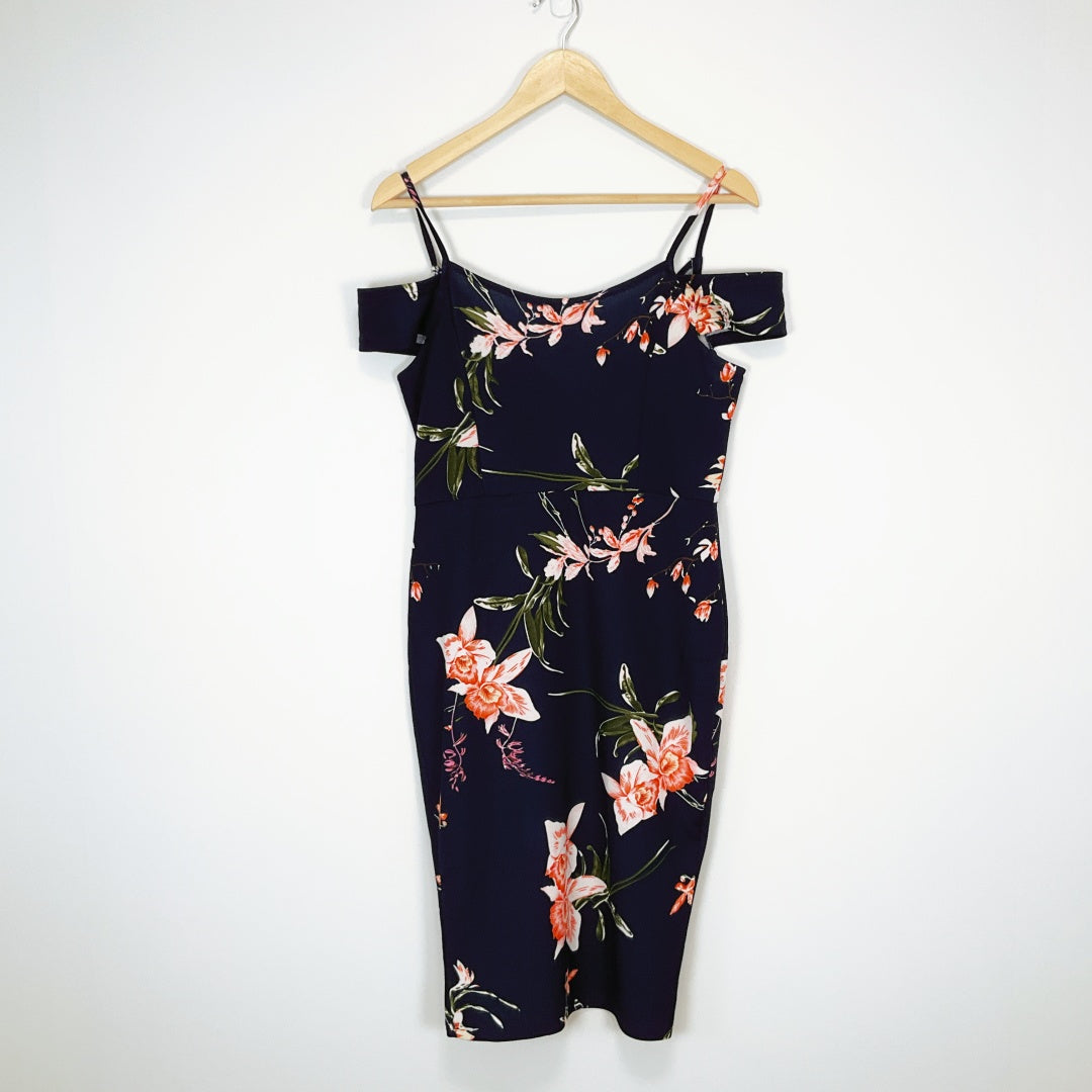 AX PARIS Navy Floral Wrap Dress – Size 12