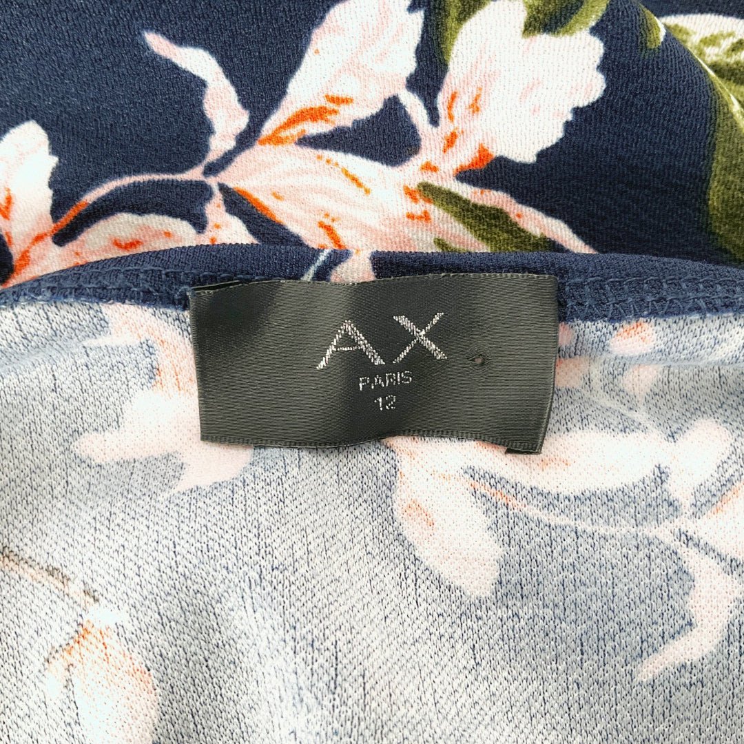 AX PARIS Navy Floral Wrap Dress – Size 12