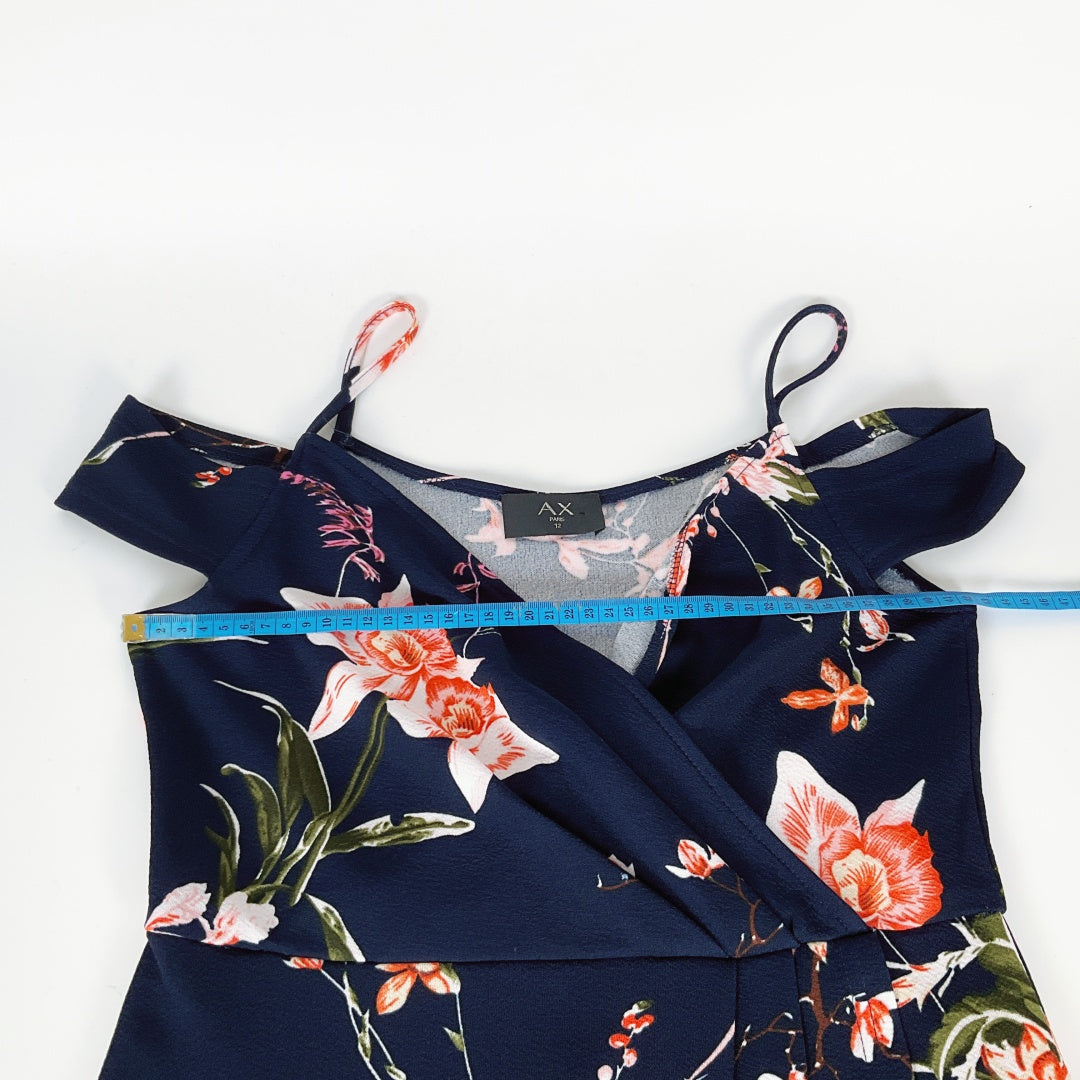 AX PARIS Navy Floral Wrap Dress – Size 12