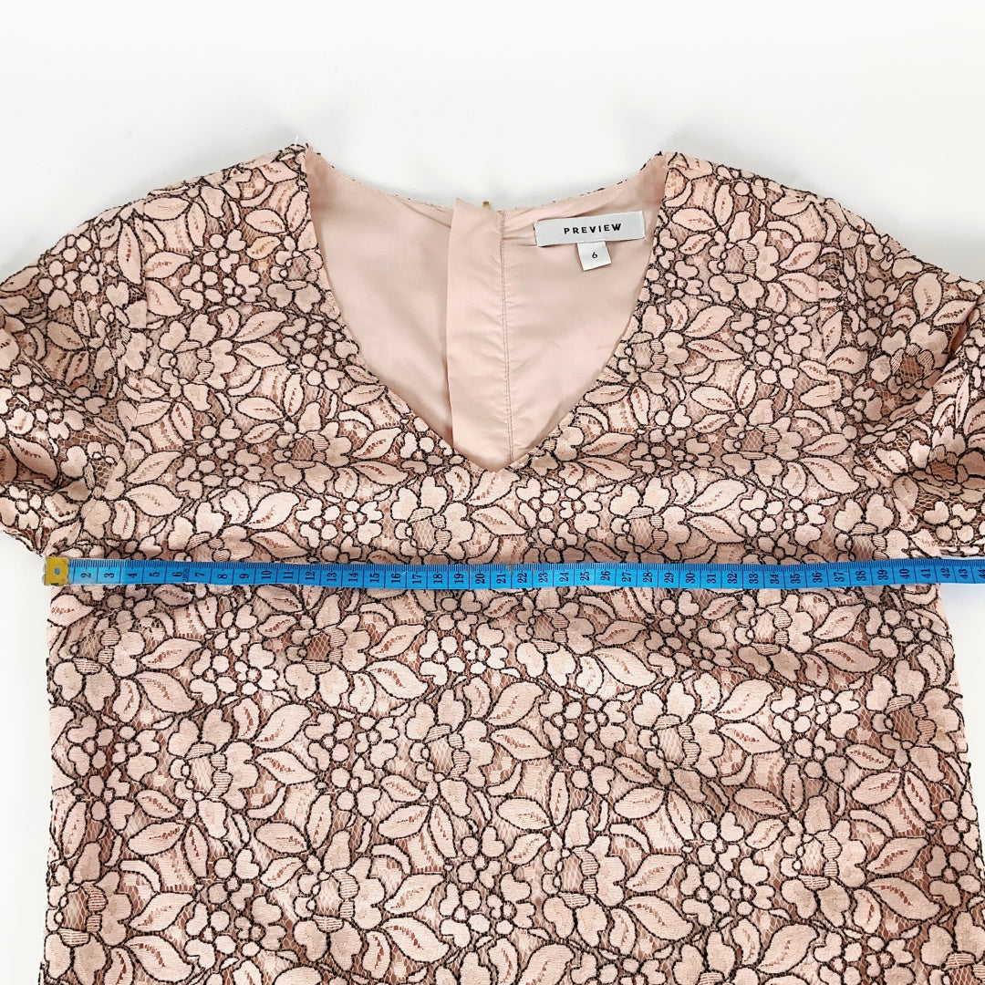 PREVIEW Beige Patterned Midi Dress – Size 6