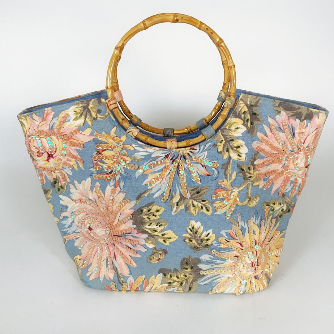Handmade - Canvas Tote Bag with Bamboo Handle