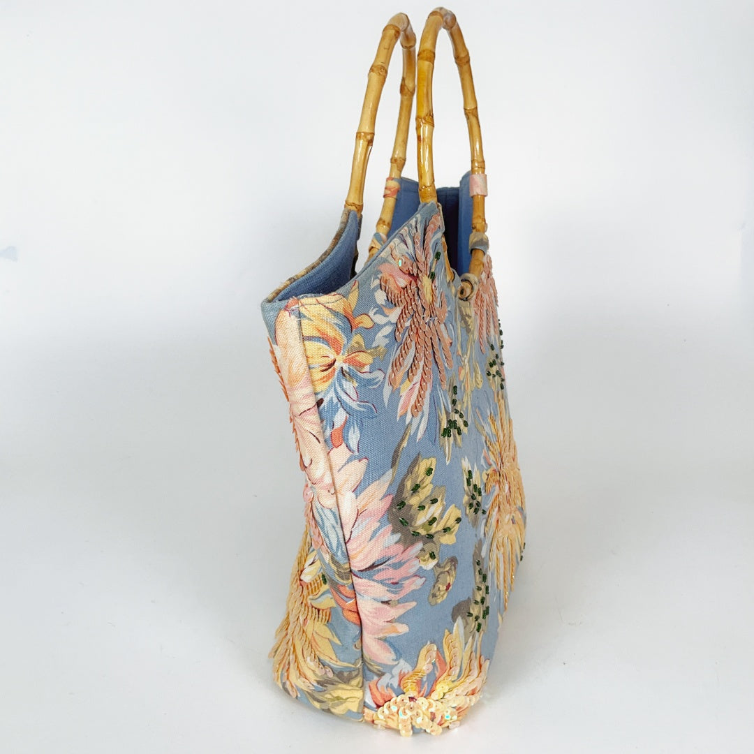 Handmade - Canvas Tote Bag with Bamboo Handle