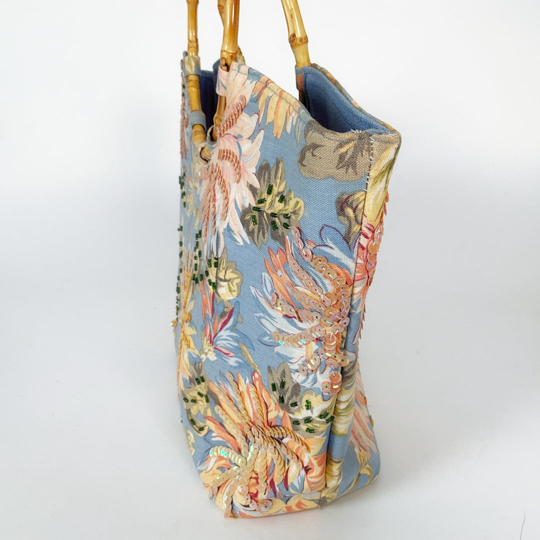 Handmade - Canvas Tote Bag with Bamboo Handle