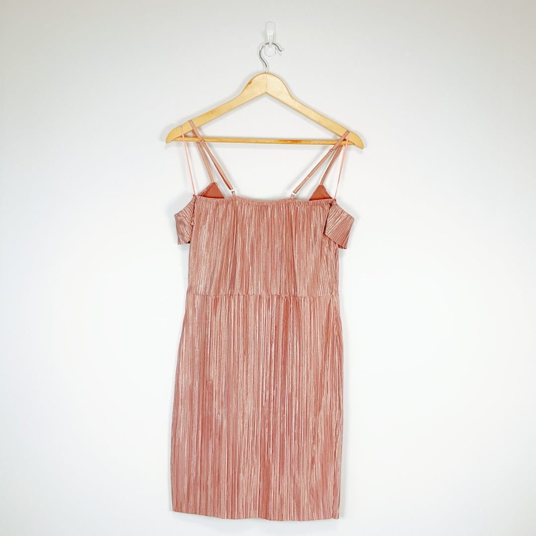 LONDON CHIC Pleated Strap Dress – Peach Pink – Size 12