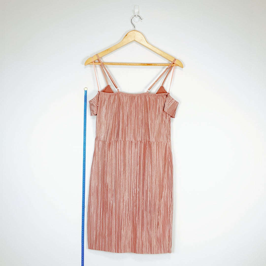 LONDON CHIC Pleated Strap Dress – Peach Pink – Size 12